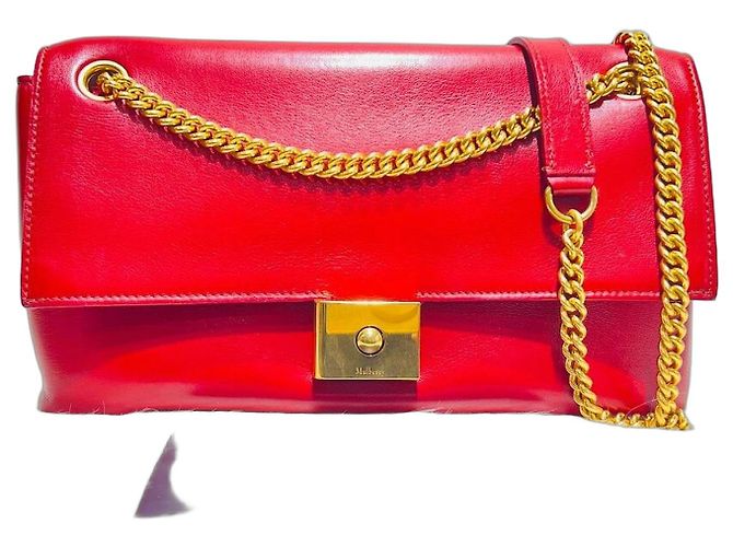 Mulberry Bolsa de ombro com aba em corrente vermelha Vermelho