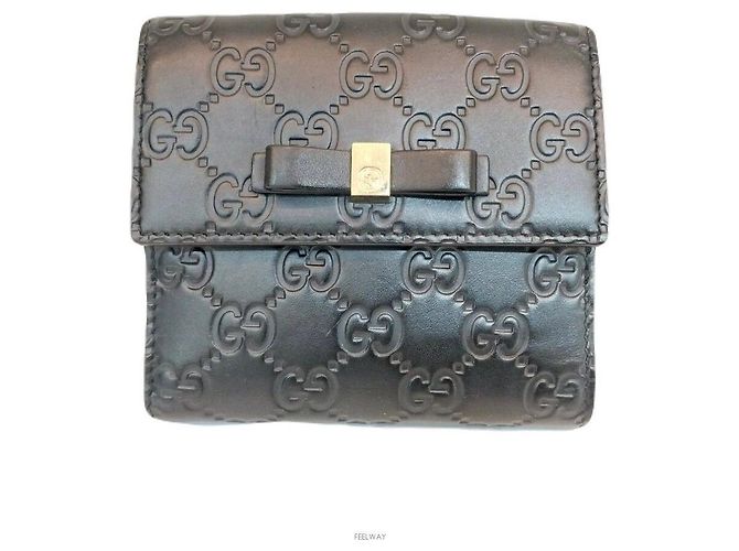 Gucci Shima Black Ribbon Bow Compact Wallet