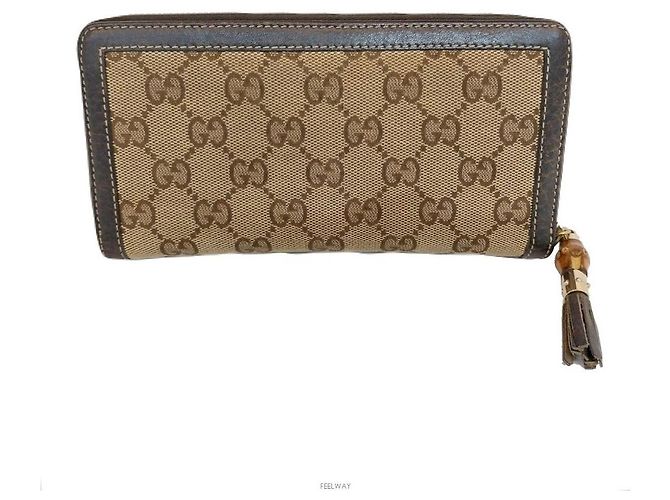 Bamboo Carteira longa de tecido Gucci com bambu Marrom