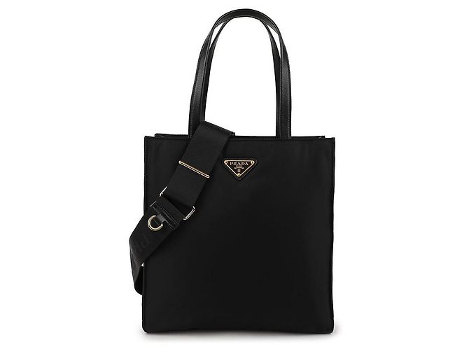 Prada Bolsa transversal de nylon acolchoada com hardware dourado Preto
