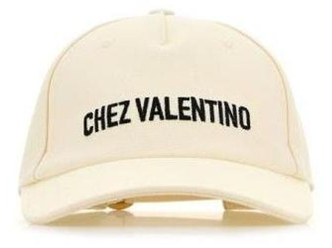 Valentino Bestickte Baumwoll-Baseballmütze Weiß