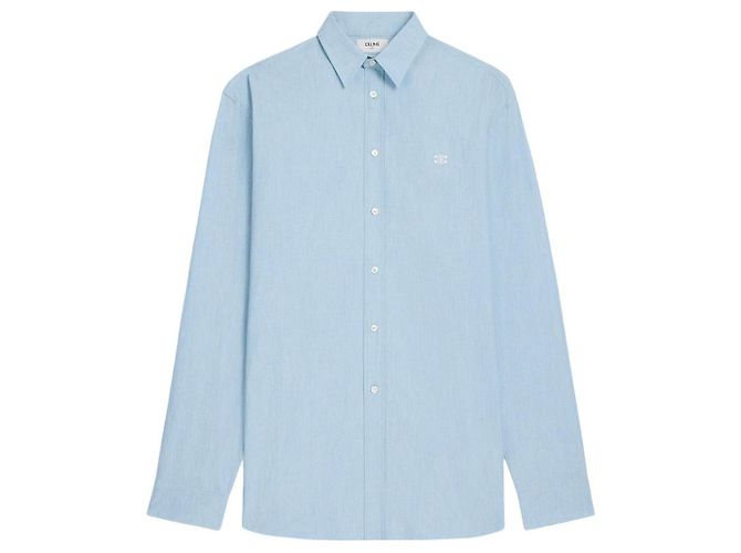 Céline Camisa Relaxada em Chambray de Algodão Azul Jeans