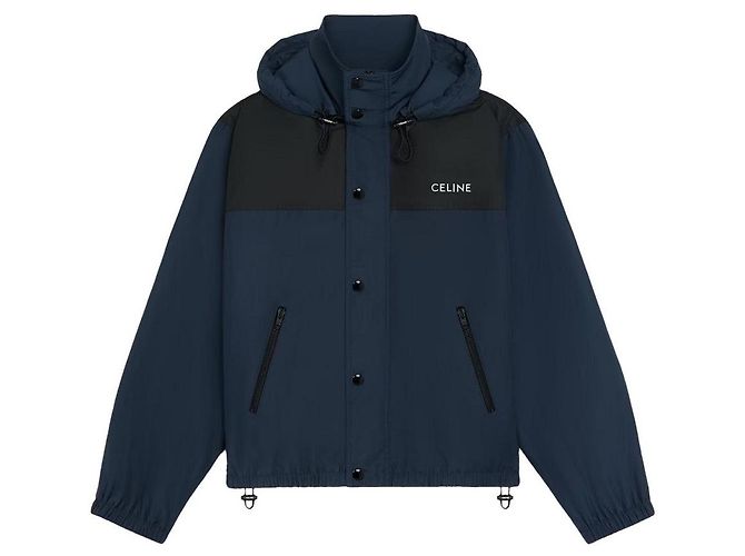 Céline Giacca a vento in nylon blu navy