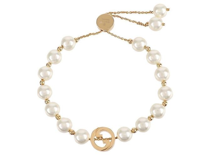Gucci Pulsera de Perlas Entretejidas Blanco