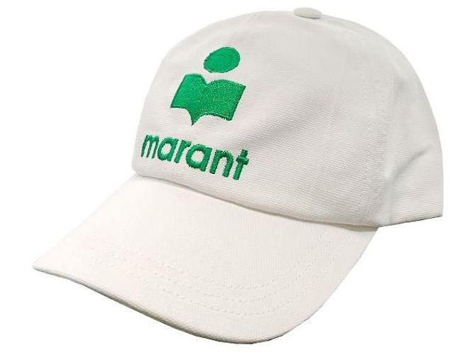 Isabel Marant TYRONY Logo Baseball Cap Weiß Smaragd Grün