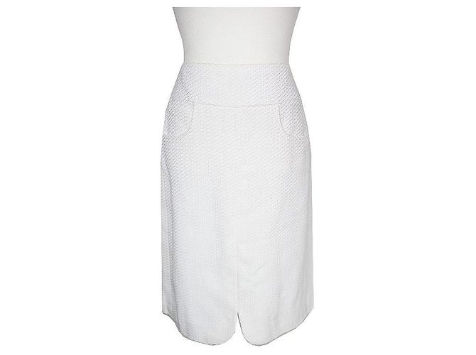 Chanel Saia de tweed branco CC