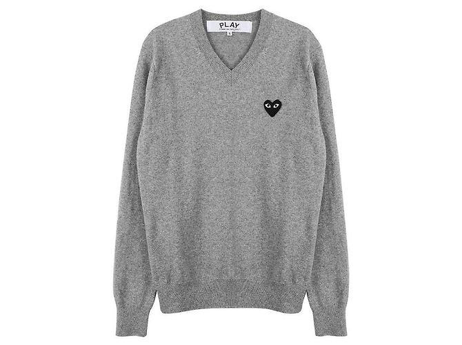 Comme Des Garcons Pullover mit schwarzem Herz-Patch Braun 