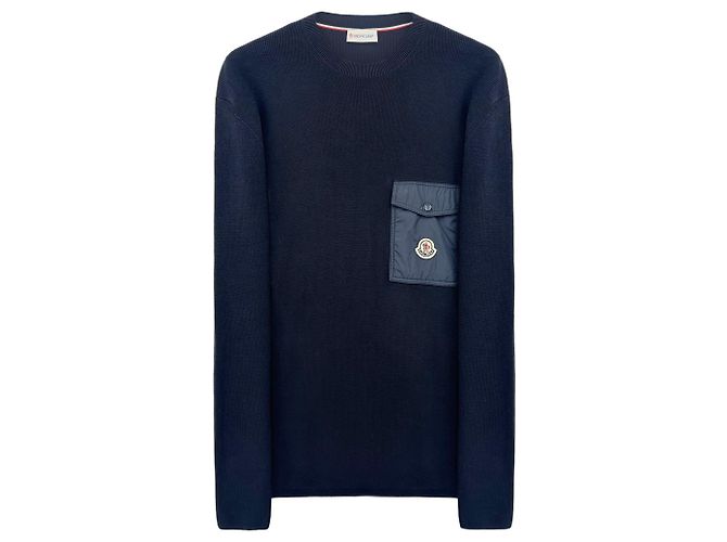 Strickpullover mit Tasche und Moncler-Logo Blau 