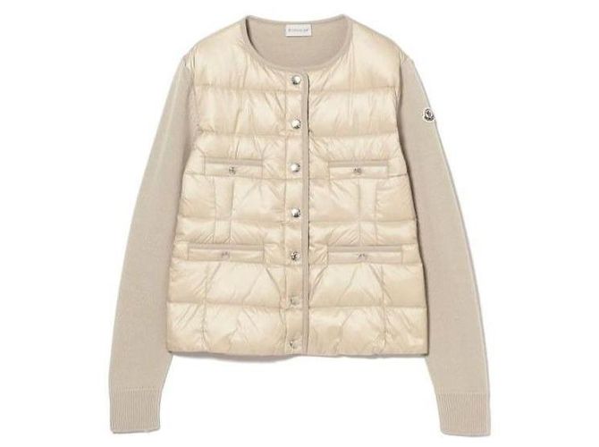 Moncler Cardigã de lã com zíper acolchoado Branco