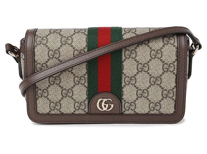 Gucci Bolsa de Ombro Mini Ophidia Marrom