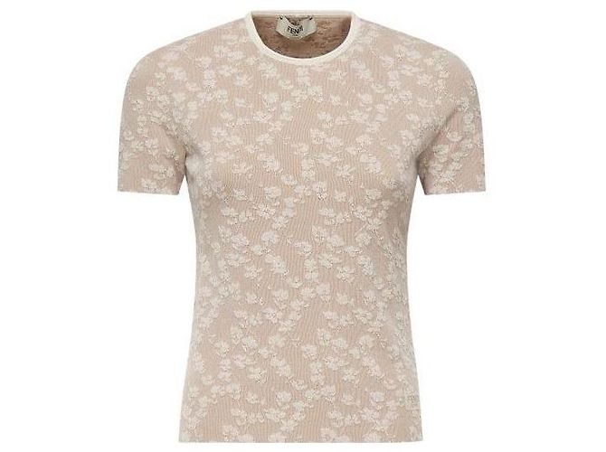 Fendi Jacquard Viskose T-Shirt ATPW Braun