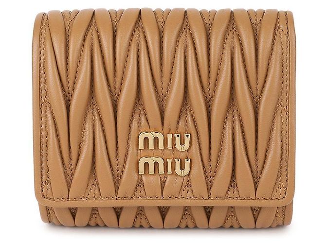 Miu Miu Small Matelassé Nappa Leather Wallet Brown