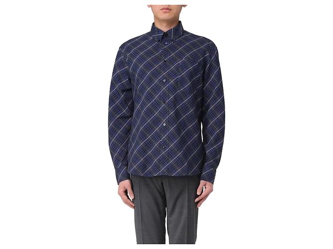 Burberry Camisa de cuadros de algodón Azul