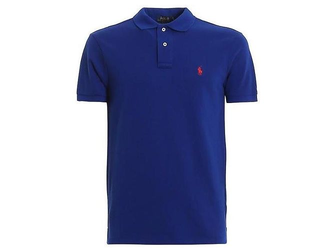 Ralph Lauren Slim Fit Mesh Poloshirt Blau