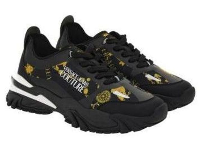 Versace Tênis Trail Track Couture com Corrente Preto