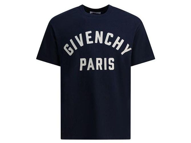 Givenchy Paris Patch Baumwoll-T-Shirt Blau 