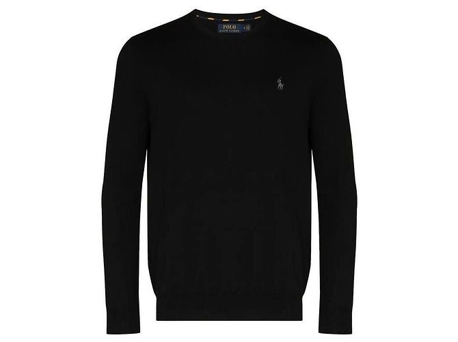 Ralph Lauren Pima-Baumwollstrick mit Pony-Logo Schwarz