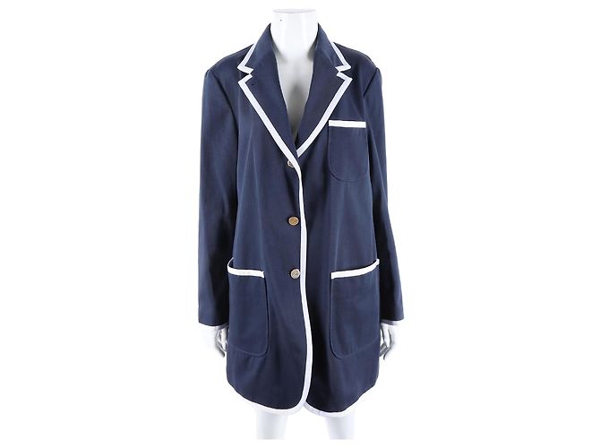 Thom Browne Giacca Lunga a Maniche Lunghe Blu
