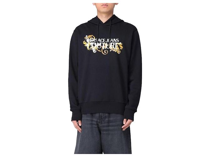 Versace Barock-Print-Kapuzenpullover Schwarz 