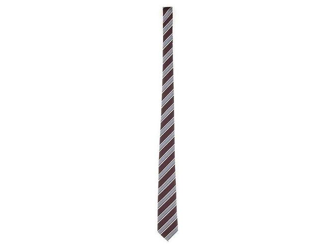 Valentino Stripe Silk Tie Blue