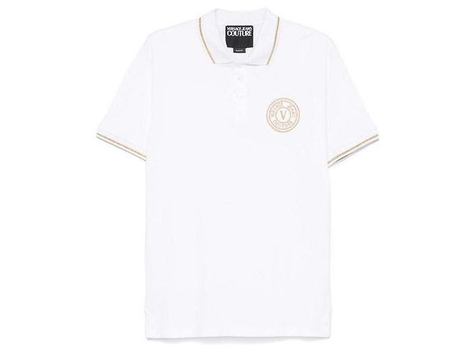 Versace Besticktes Polo-Shirt mit Emblem Weiß