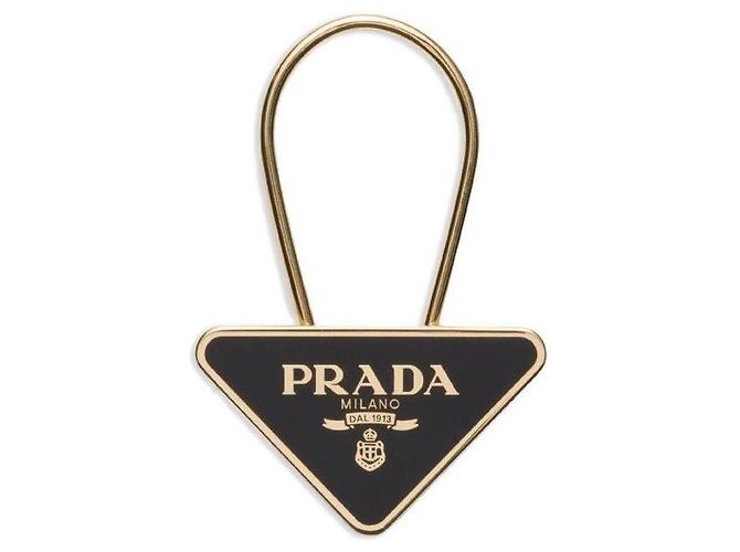 Prada Enamel Metal Key Ring Black