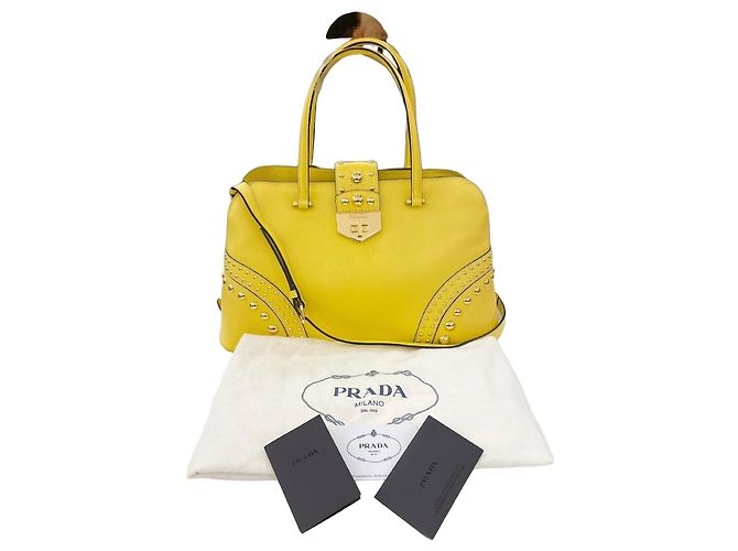 Prada Bolsa Tote e de Ombro Baldini em Saffiano Dourado