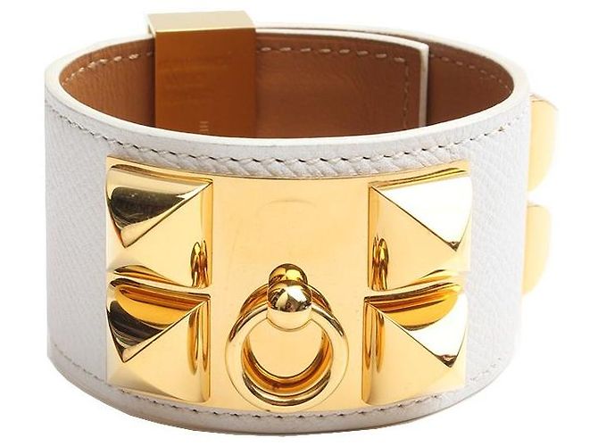 Hermès Pulsera Medor Blanc chapada en oro Blanco