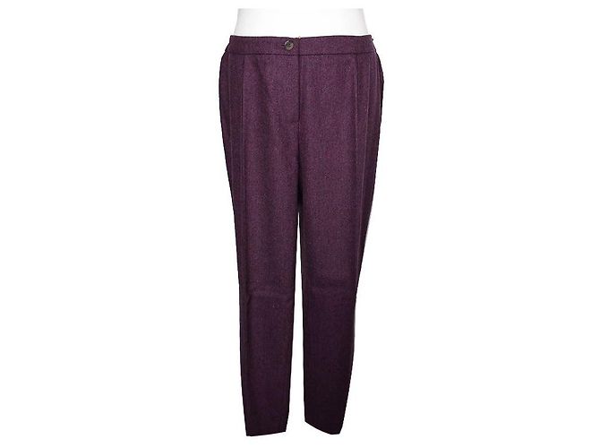 Etro Violet Wool Blend Pleated Pants Black