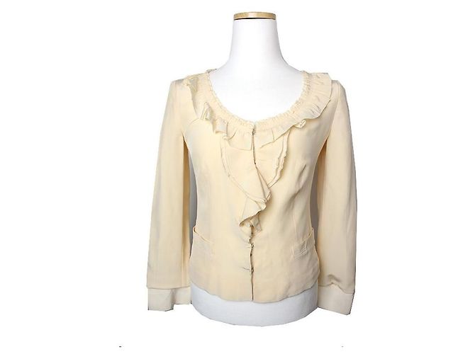 Prada Chaqueta de seda con volantes de mantequilla Multicolor