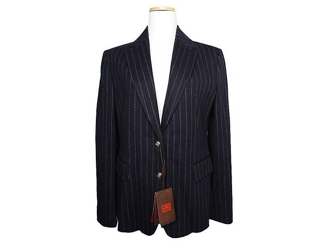 Etro Wool Cotton Pinstripe Jacket Black