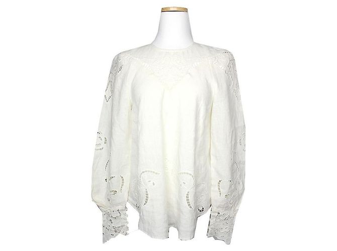 Elfenbein Spitzenbluse Isabel Marant Weiß