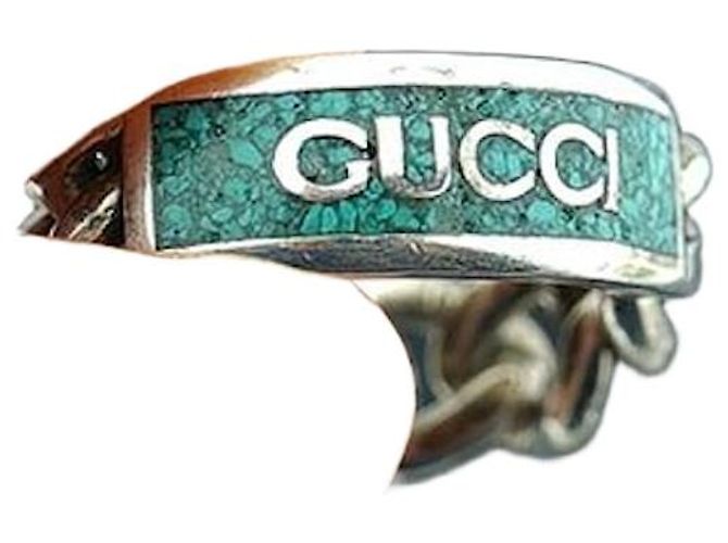 Gucci Anello a maglie argento Blu 