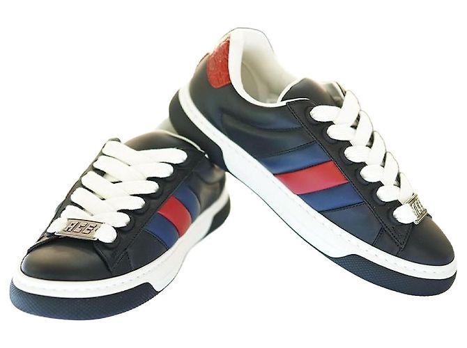 Gucci Schwarze Leder-Sneaker für Herren AADMG