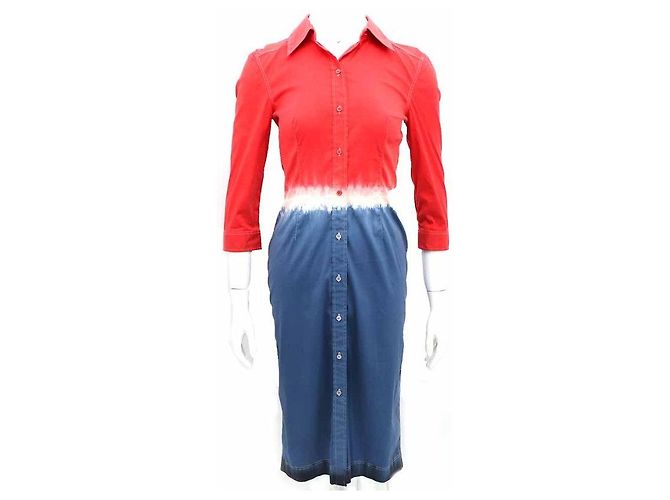 Prada Zweifarbiger Hemdblusenkleid Blau