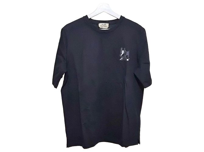 Hermès Mini Leather Patch Short Sleeve Black