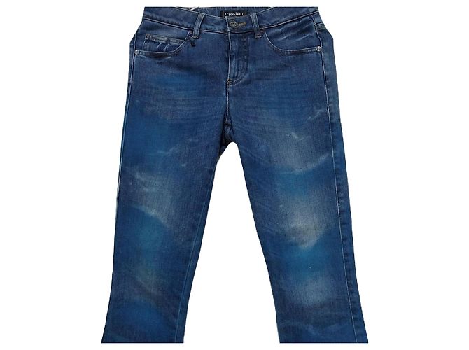 Chanel Women's Gradient Denim Pants Blue