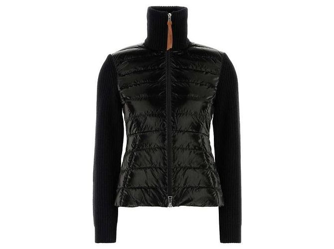 Moncler Gepolsterte Wolljacke mit Reißverschluss Schwarz