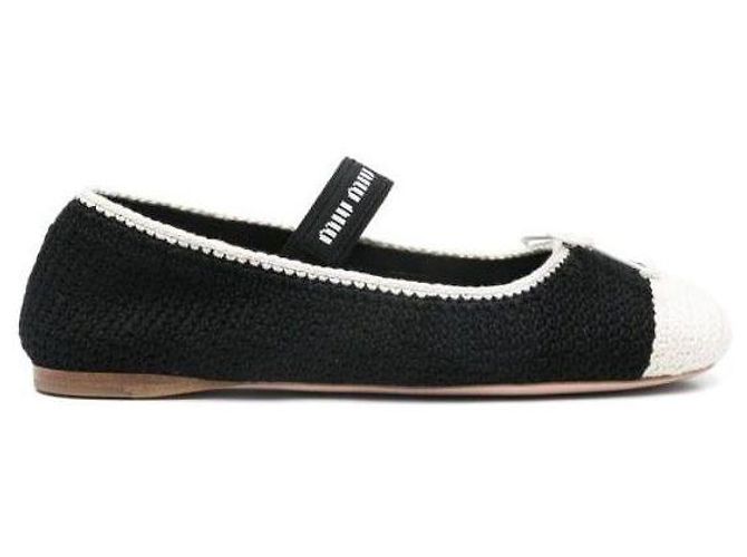 Miu Miu Bailarina de crochê Branco