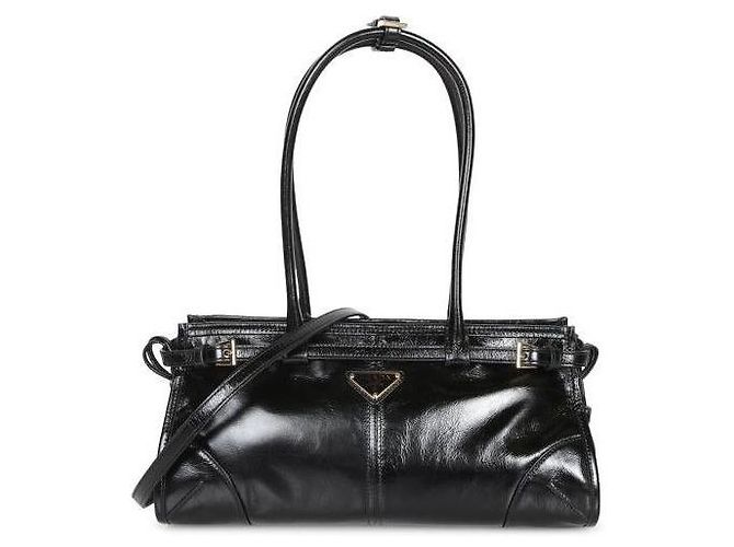 Prada Medium Leather Handbag Black