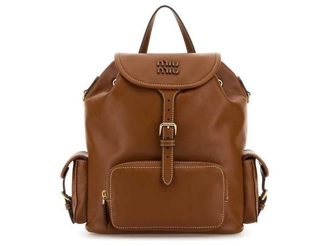 Miu Miu Leather Backpack Large Brown