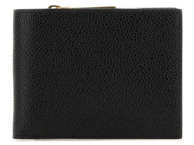 Thom Browne Portafoglio con tasca per monete con zip in pelle granata Nero