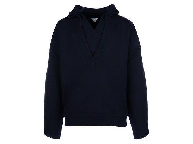 Bottega Veneta Kompakter Wollpullover Blau 