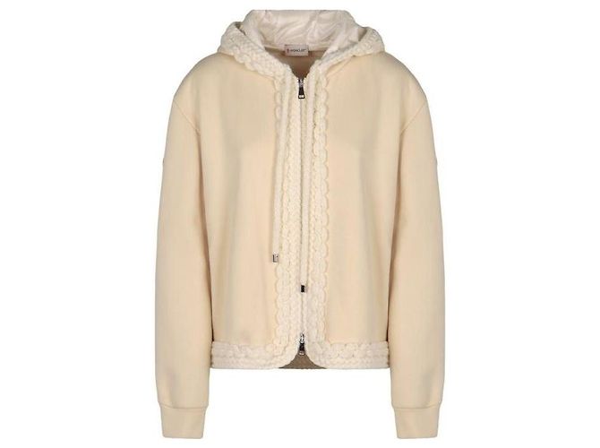 Moncler Baumwollmischung Zip-Up Cardigan Weiß