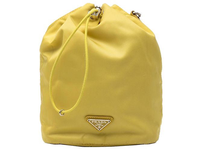 Bolso de muñeca con cordón de tessuto amarillo Prada