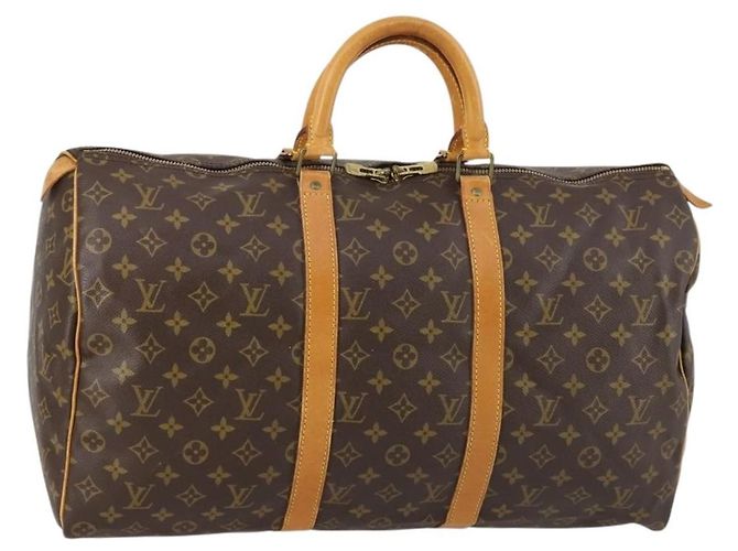 Bolsa Keepall Louis Vuitton em lona Monogram 50 Marrom