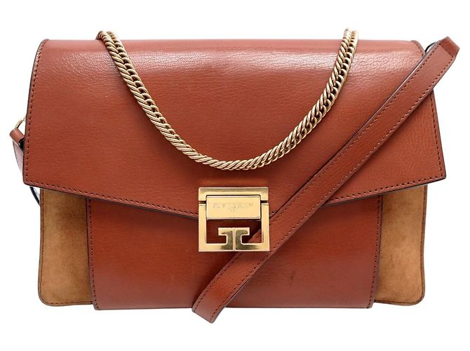 BOLSA A MÃO GIVENCHY GV3 MÉDIA EM COURO E SUEDE MARROM