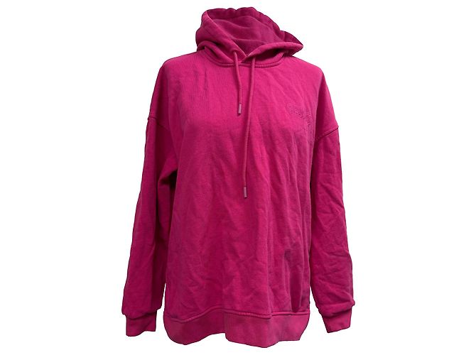 Sudadera de algodón rosa con logo bordado Ganni