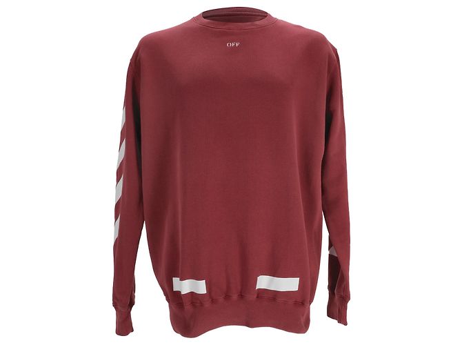 Off White Off-White Diagonal Sweatshirt aus roter Baumwolle