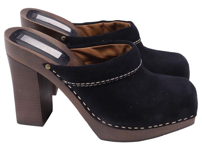 Mules plataforma Clog See by Chloé em camurça preta
